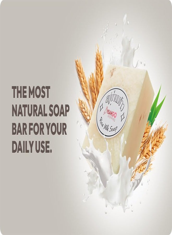Yeahgoshopping 2 Pcs Original Rice Milk Soap Bar Thailand Jasmine 60-65 Grams Handmade Gluta Collagen Douro Jabon Douro Real Fuentes Pourres Grade Moisturizing Organic Made in Thailand (2 Soap Bars) - Image 4